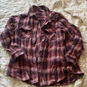 Beachlunchlounge Maroon Plaid Shirt